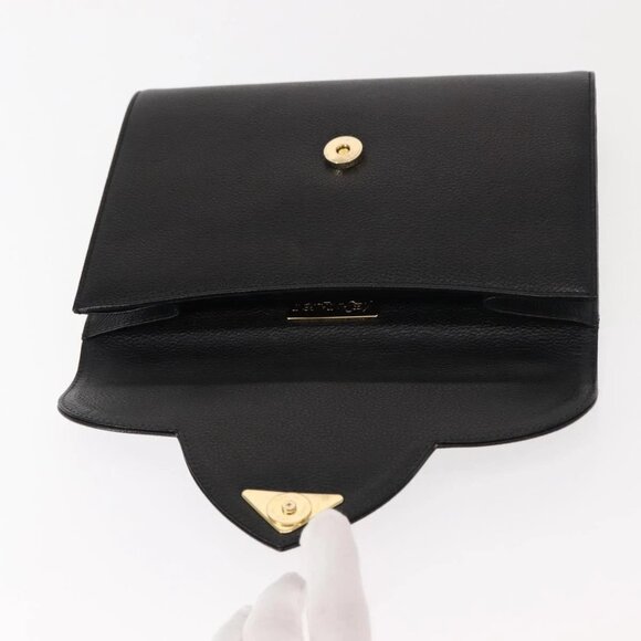 Authentic SAINT LAURENT Clutch Bag Leather Black Gold bst339-121825 - Picture 11 of 16